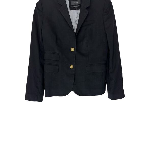 J.Crew Black Wool Blend Preppy Office Work Academia Schoolboy Blazer Size 2 - Picture 5 of 11
